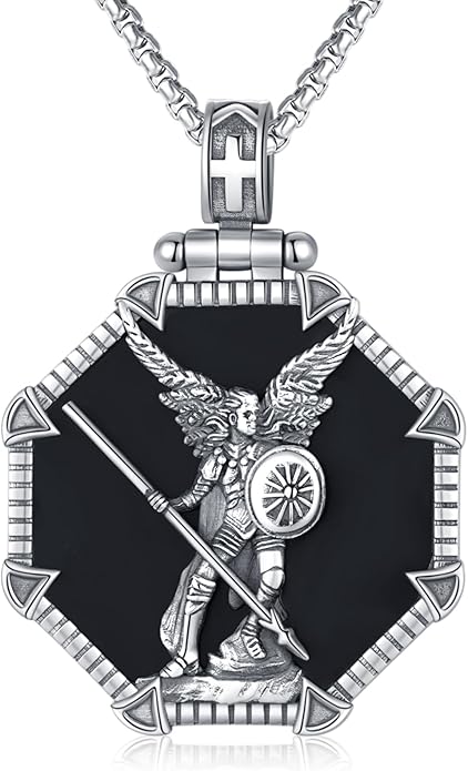 Taioiat Saint Necklace 925 Sterling Silver St Necklace Amulet Pendant Jewelry Religious Gift for Men Women