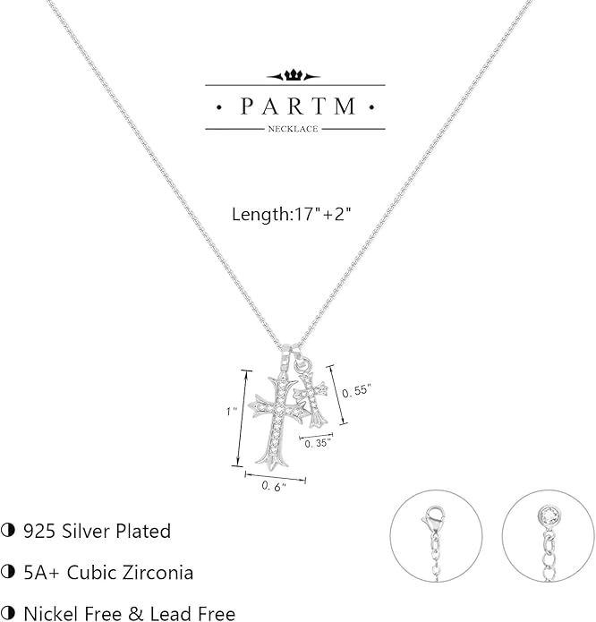 Partm Gold Cross Necklace for Women 14K Plated Dainty Pendant Cross Chain Faith Crucifix Choker Baptism Necklace for Women Trendy Religious Jewelry Hypoallergenic