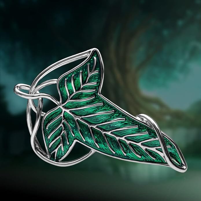 Bahamut Elegant Elven Green Tree Leaf Enamel Pins Brooch for Women Men Suit Pendant Necklace,Cloak Clasp Brooches Cosplay Jewelry