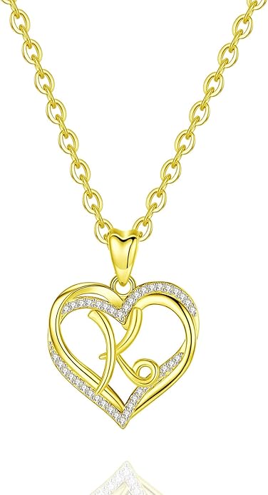 INFUSEU Unique Initial Necklaces for Women Girls Small Heart Letter Jewelry, Meaningful Personalized Gifts