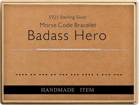 Monily Inspirational Gifts for Women Morse Code Bracelets for Women Funny Bracelet for Friend Funny Gift for Women Sterling Silver Bracelet for Women