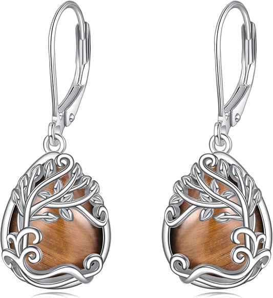 Moonstone Filigree Drop Dangle Teardrop Earrings 925 Sterling Silver Moonstone Leverback Earrings for Women Jewelry Gifts