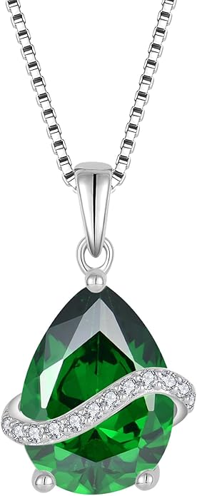 Teardrop Necklace for Women 925 Sterling Silver Birthstone Necklace Pendant Jewelry Gifts for Her