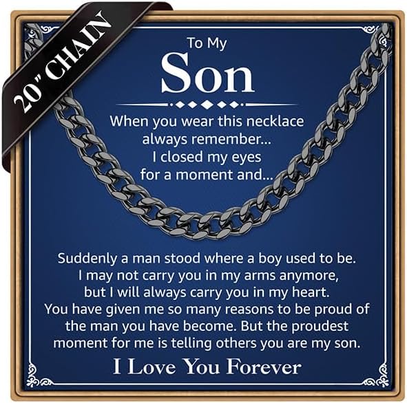 PAERAPAK Cuban Link Chain Gifts for Men Him - Necklace Gifts for Husband Son Grandson, Anniversary Fathers Day Birthday Gift for Men Husband, 7mm Width Stainless Steel Cuban Chain Necklace Jewelry