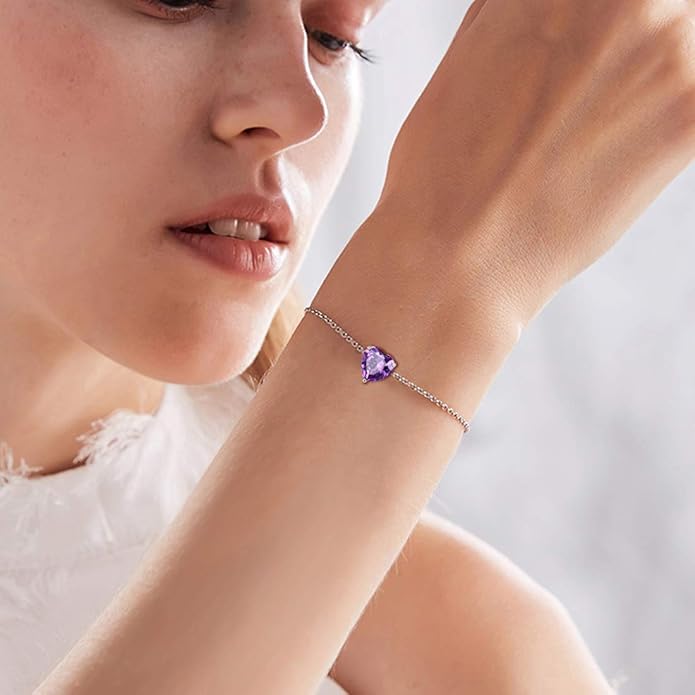 Aurora Tears 925 Sterling Silver 12 Birthstone Hearts Jewelry Women Crystal Wedding/Engagement/Bridal Heart Necklace/Earring/Ring/Bracelet Sets Jewellery