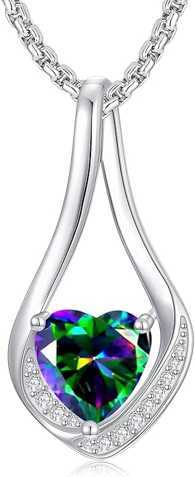 Birthstone Necklaces for Women,18k Yellow/White Gold Plated Forever Love Heart Infinity Pendant Necklace Anniversary Jewelry Christmas Birthday Gifts for Women Her Wife Girlfriend