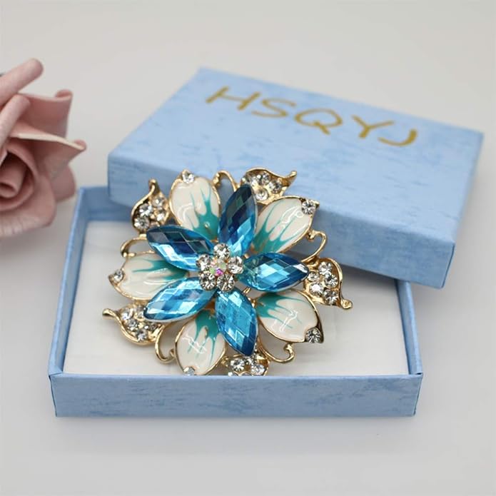 Crystal Pearl Flower Brooches Pins Fashion Beautiful Created Rhinestone Floral Brooch Good Idea for Party Dance Wedding Banquet for Elegant Women Girl