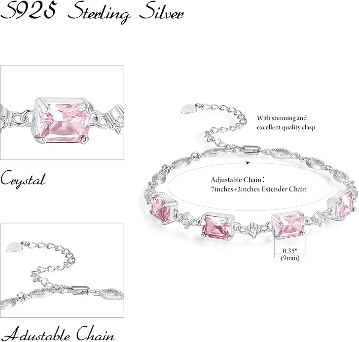 PRAYMOS Birthstone Bracelets for Women Mom Mother's Grandma Sterling Silver Women's Bracelets Birthstone Jewelry Gifts