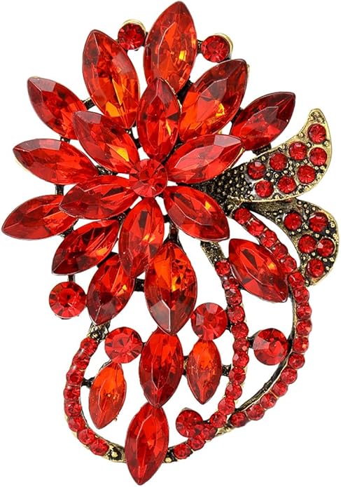 Vintage Crystal Flower Brooch Pin Sparkling Rhinestone Flower Brooch Lapel Pin Elegant Wedding Broachs Pin Clothing Hat Bag Dress Brooch Jewelry for Women