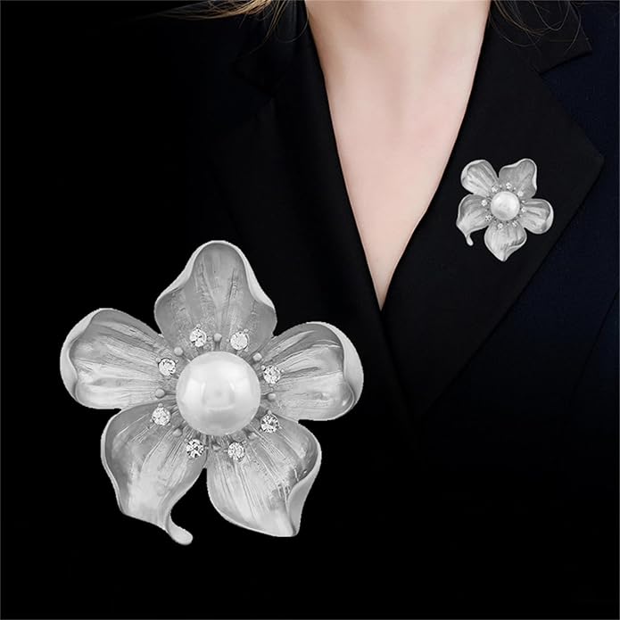 WCRAZYE Yellow Flower White Pearl Brooch for Women Girls - Gold Autumn Flower Pins for Mother, Wife, GF - Wedding, Bridal, Bouquet, Party Charm - Christmas, Valentine's Day