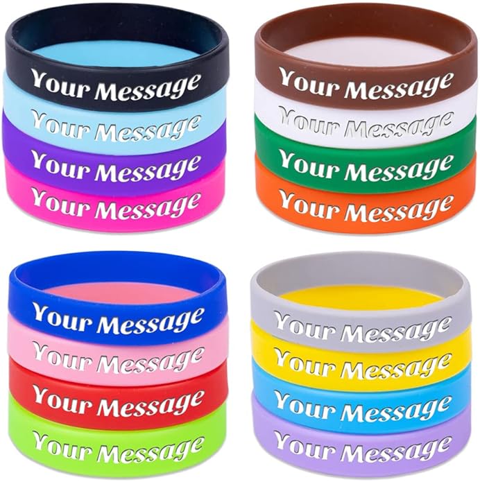 50Pcs Custom Silicone Wristbands Personalized Debossed Rubber Bracelets for Motivation, Party favors, Events, Birthdays, Awareness