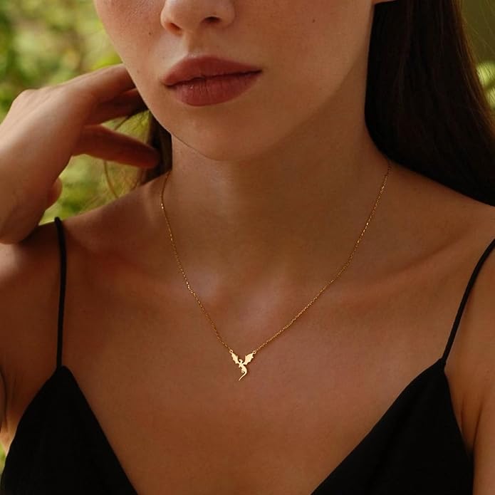 Gold Necklace for Women-14K Gold Plated Bow,Dragon,Shell, Palm Tree, Seahorse, Conch Shell,Sardines, Cowboy Boot,Bat,Bunny Pendant Beachy Jewelry for Women Gifts