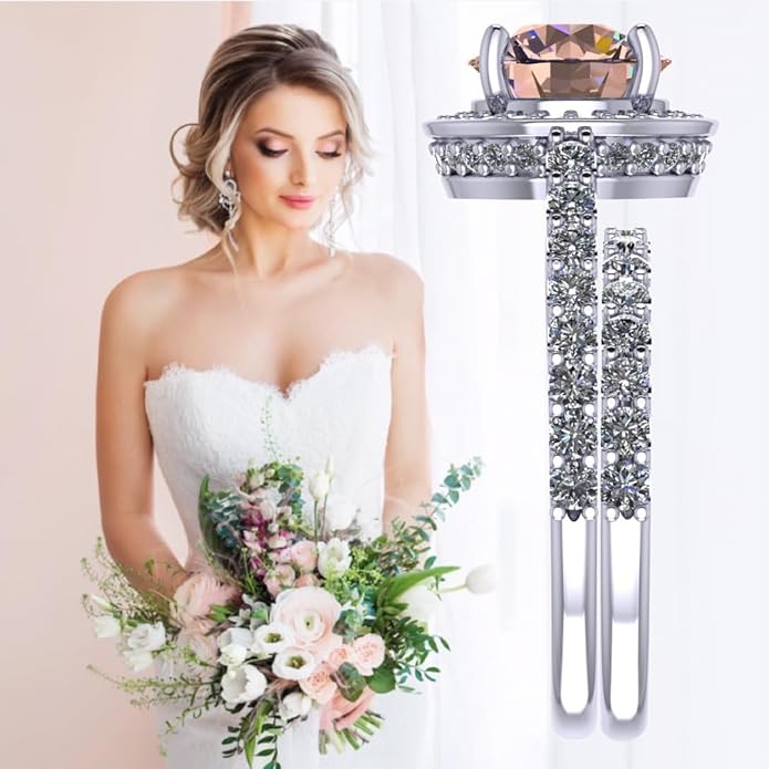 NANA Jewels Sterling Silver Engagement Rings for Women - Choose Simulated Morganite, Citrine, Aquamarine & More