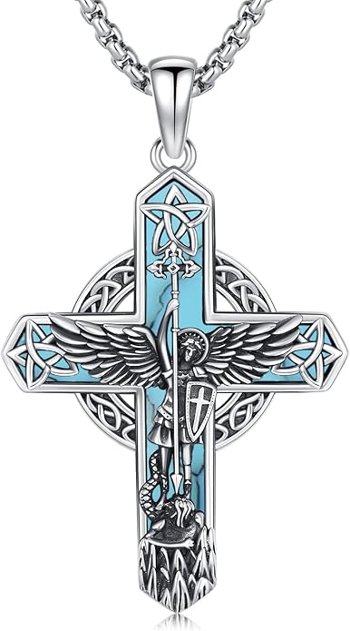 Midir&Etain Cross Necklace 925 Sterling Silver Celtic Christian Pendant Religious Protection Jewelry for Women Men