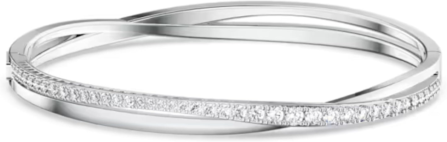 SWAROVSKI Twist Rows Crystal Bracelet Collection, Rhodium & Rose Gold Tone Finish, Clear Crystals