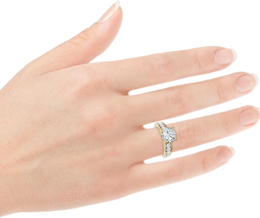 P3 POMPEII3 Pompeii Certified 3Ct Diamond Engagement Ring Cathedral 14k Gold Lab Grown (G/H,VS2-SI1)