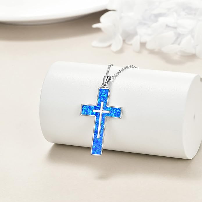 YFN Cross Necklace Sterling Silver Religious Cross Pendant Jewelry Christian Gifts for Women Men