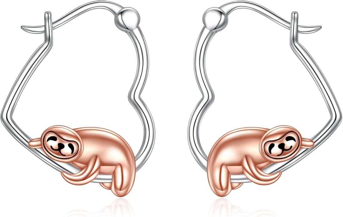 YFN Animal Earrings Sterling Silver Animal Heart Hoop Dangle Earrings Cute Jewelry Gifts for Women