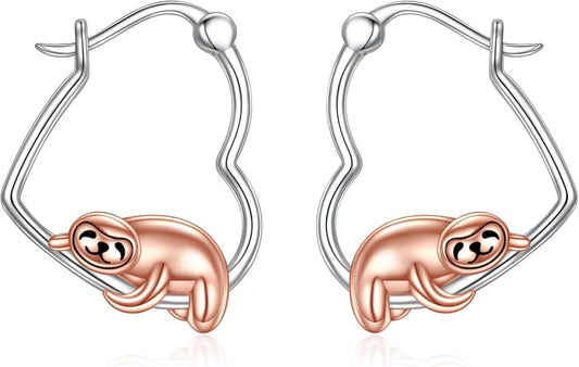 YFN Animal Earrings Sterling Silver Animal Heart Hoop Dangle Earrings Cute Jewelry Gifts for Women
