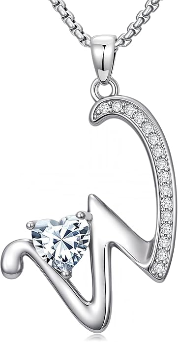 Christmas Gifts for Women Alphabet A to Z Initial Birthstone Pendant Necklaces for Women - 18k White Gold Plated Personalized Name Jewelry Valentine Mothers Day Birthday Gifts for Women Her Girlfriend