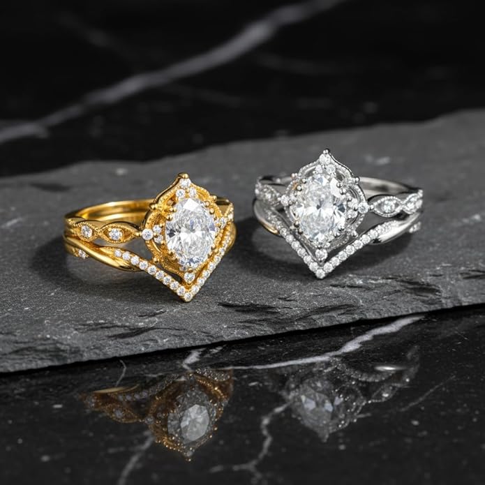 Oval Cut Vintage Gemstone Engagement Rings set for Women S925 Sterling Silver/10K/14K/18K Gold Birthstone Promise Anniversary Bridal Set Ring for her