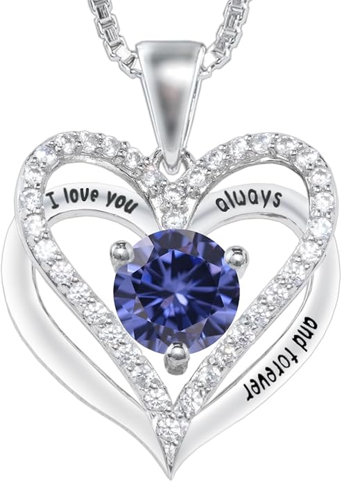 Kuschelkatze Entwined Souls Necklace - Sterling Silver Double Heart Pendant | Engraved 'I Love You Always and Forever' | Gift for Couples, Anniversary, Wedding