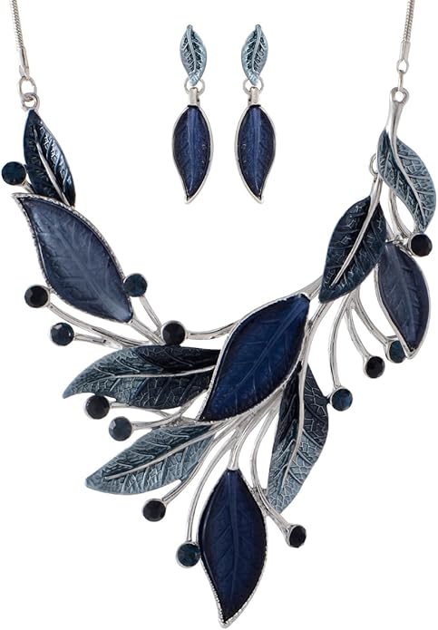 Vintage Chunky Statement Jewelry Set Retro Leaf Floral Geometric Bohemian Boho Bib Necklace Earring Set Fashion Costume Jewelry for Women Girls Wedding Party Prom Unique Gift