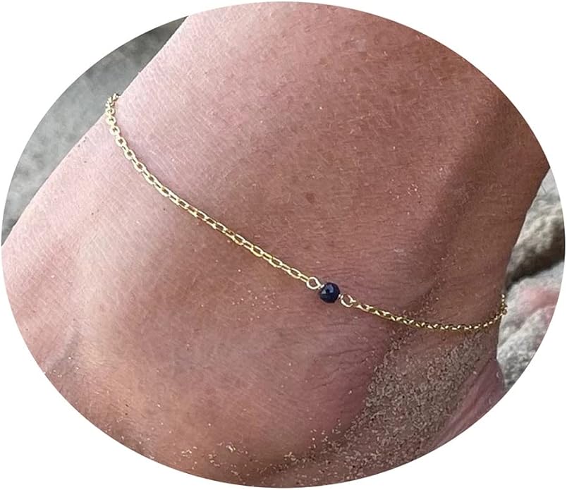 Pencros Dainty Layered Anklet,14K Gold Filled Cute Beads Satellite Chain Heart Boho Adjustable Anklets for Women