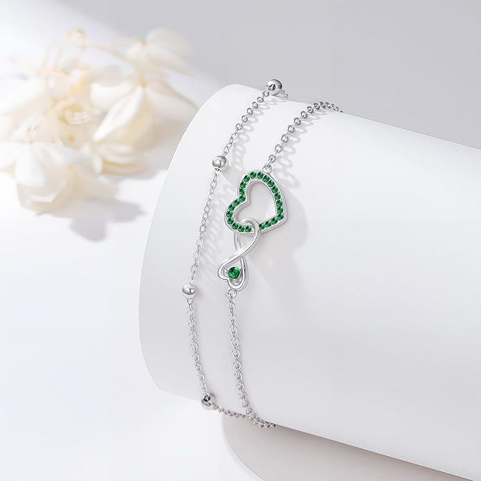 Anklet for Women 925 Sterling Silver Double Infinity Ankle Bracelet Waterproof Summer Jewelry Anniversary Birthday Gifts for Her