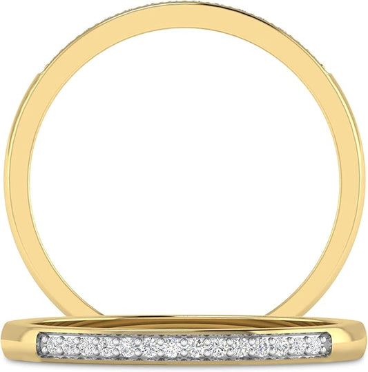 Inspereza 1/10 Carat 10kt Gold Round Diamond Petite Wedding Anniversary Stackable Band. (H-I Color, I2-I3 Clarity)