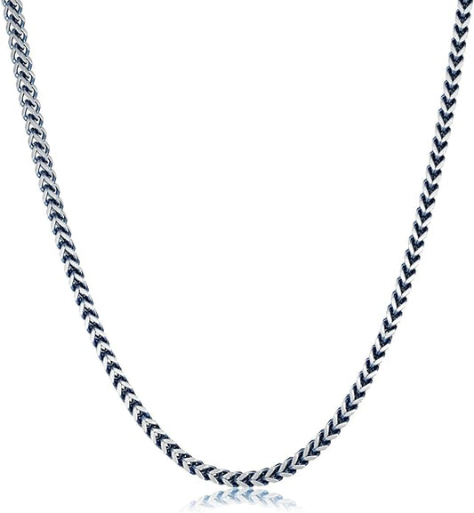 Metro Jewelry Foxtail Chain Necklace for Men in Stainless Steel with Black, Blue or Yellow Gold Ion Plated 5 MM Wide 18 to 30 Inches Long with Lobster Claw