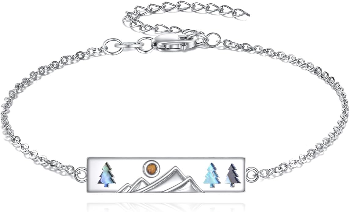 AOBOCO Mustard Seed Bracelet S925 Sterling Silver Mountain Cross Bracelets Christmas Christian Faith Jewelry Mothers Day Birthday Gifts for Mom