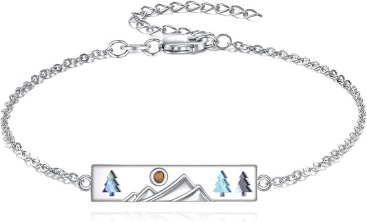 AOBOCO Mustard Seed Bracelet S925 Sterling Silver Mountain Cross Bracelets Christmas Christian Faith Jewelry Mothers Day Birthday Gifts for Mom