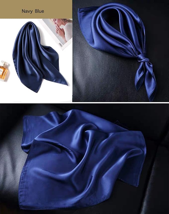 ANDANTINO 100% Mulberry Silk Square Scarf for Hair-25.6" X25.6'' Women Men Natural Silk Neckerchief Digital Printed Headscarf