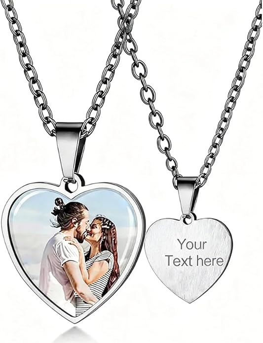 CLYLIFE Picture Necklace Personalized Photo,Custom Disc/Heart Pendant for Men Women Dad Mom Customized Necklace with Chain Photos Memorial Gifts for Mother's Day, Birthday, Anniversary