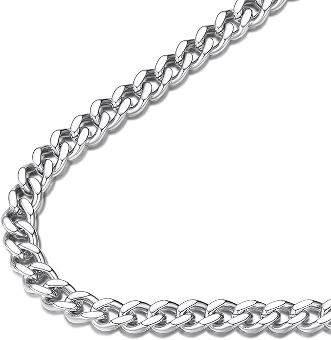 FindChic Men Curb Chain Necklace 18K Gold Plated/Stainless Steel/Black Chunky Double Tight Cuban Link Hip Hop Neck Chains for Men Boys 3.5MM/5MM/6MM/7MM/9MM/12MM 14''-30'' 8 Length Options (Send Gift Box)