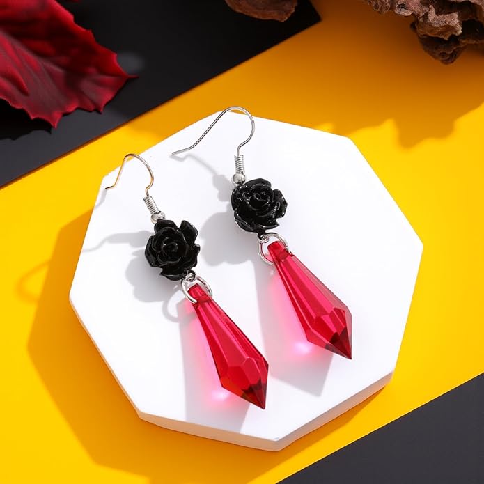 Halloween BOO Ghost Skull Earrings for Women, Gothic Dark Bat Dangle Earrings,Retro Acrylic Cute Lightweight Drop Dangle Earring Jewelry Gifts, Holiday Festive Cosplay Party Decorations Accessories