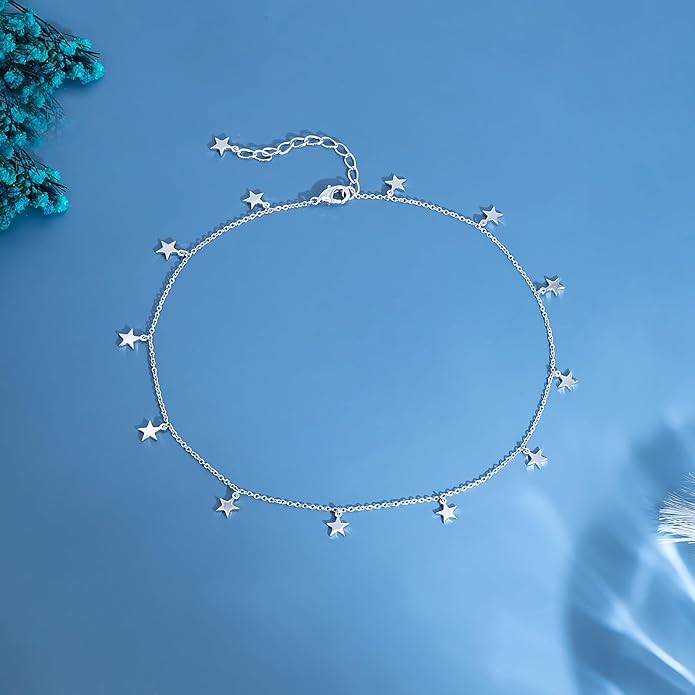 Star Necklace for Women White Gold 14K Gold Plated Layered Star Choker Necklace for Women Thanksgiving Christmas Jewelry Gifts