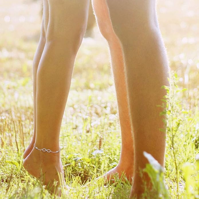 MEDWISE Womens Infinity Anklet Bracelet 925 Sterling Silver Endless Love Symbol Ankle Bracelet Adjustable Plus Size Large Bracelet Gifts for her Mother’s Day Gifts