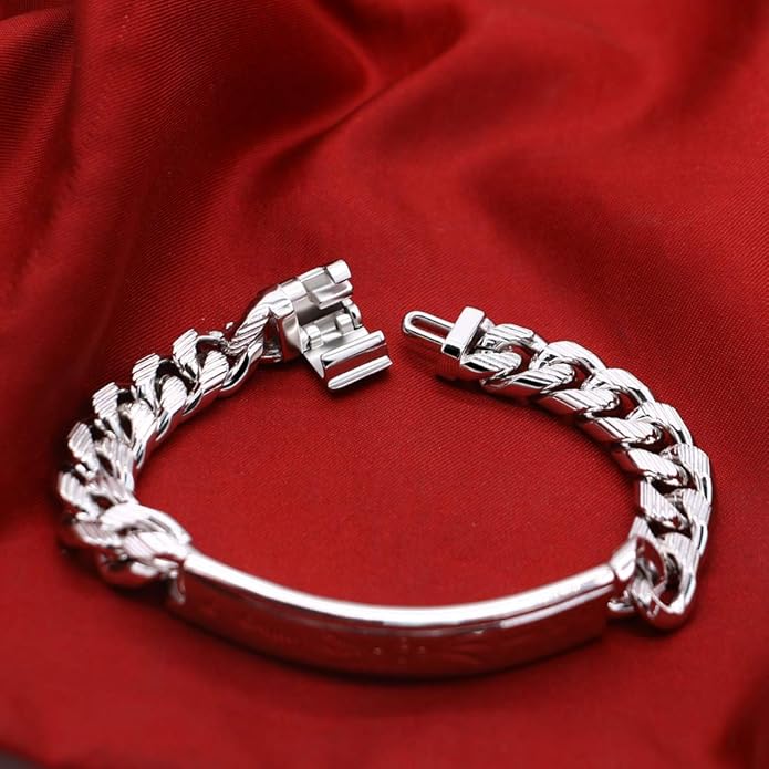 Dankadi Fashion Men Silver Jewelry Classic Bracelet 100% 925 Sterling Silver Exquisite Carving Totem Bracelet 10 MM 7-10 inches Italy Design Cuban Chain Gifts