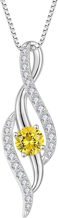 Women Infinity Necklace 925 Sterling Silver Twist Birthstone Pendant with Chain 5A Cubic Zirconia Jewelry