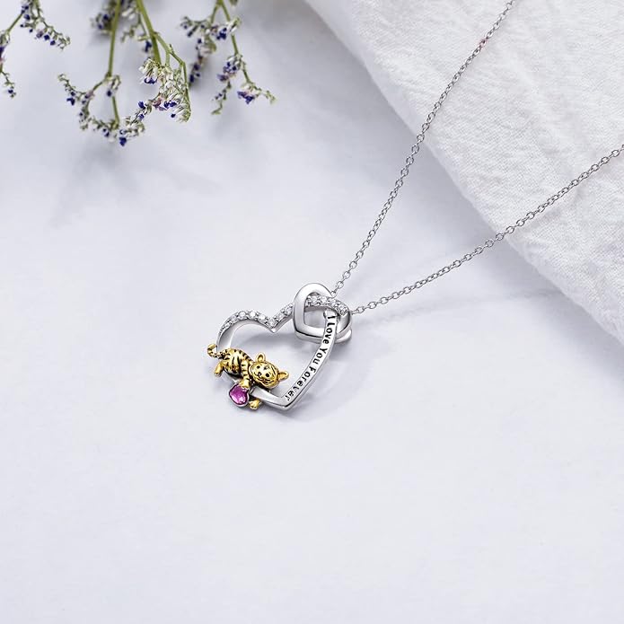 AOBOCO I Love You Forever Elephant/Koala/Sloth Cute Animal Heart Pendant Necklace with Austrian Crystal, Valentines Anniversary Birthday Jewelry Gift for Women