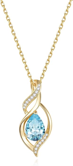 FANCIME Birthstone Necklace for Women Teardrop Necklace S925 Sterling Silver Infinity Love Birthday Gifts for Mom Women Girls, 16"+2" Inches