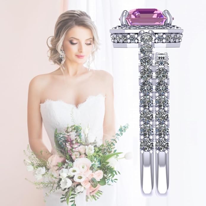 NANA Jewels Sterling Silver Engagement Rings for Women - Choose Simulated Morganite, Citrine, Aquamarine & More