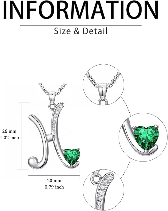 Christmas Gifts for Women Alphabet A to Z Initial Birthstone Pendant Necklaces for Women - 18k White Gold Plated Personalized Name Jewelry Valentine Mothers Day Birthday Gifts for Women Her Girlfriend