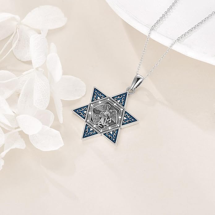 YFN Patron Saint Necklace Sterling Silver Amulet Medal Pendant Religious Protector Jewelry Gifts for Women Men