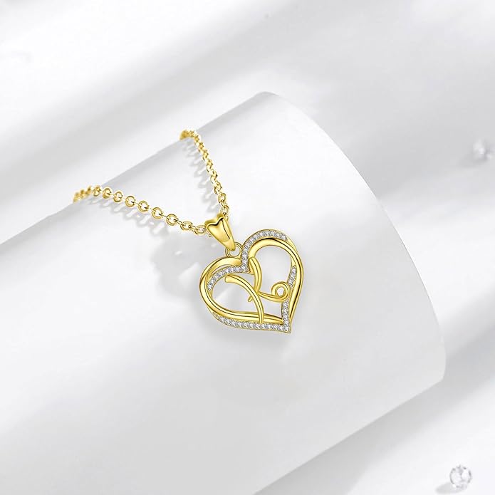 INFUSEU Unique Initial Necklaces for Women Girls Small Heart Letter Jewelry, Meaningful Personalized Gifts