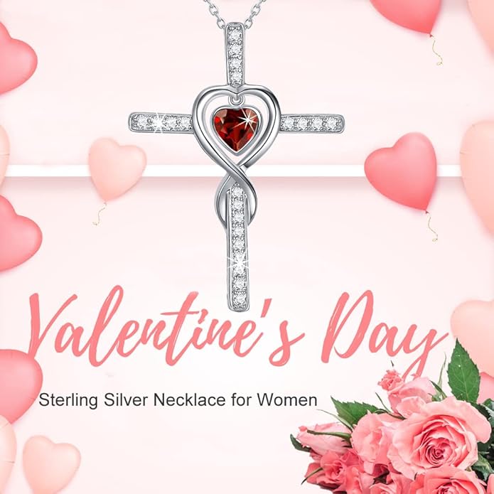 Dorella Love Infinity Christmas Jewelry for Women Birthday Gifts Wife Mom December January Birthstones Blue Topaz Garnet and More Stones Jewelry 925 Sterling Silver