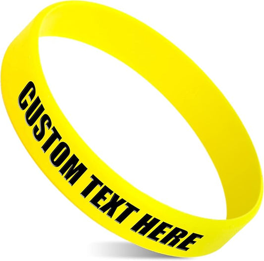50 Custom Rubber Bracelets Personalized Silicone Wristbands Customized Bulk for Events, Support, Wedding, Awareness, Motivation Customizable