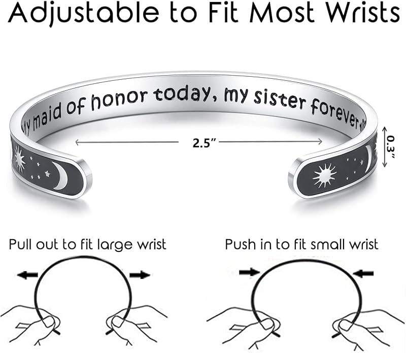 TONY & SANDY Inspirational Bracelets for Women Teen Girls Personalized Gifts for Daughter Granddaughter Mom Sister Friends Stainless Steel Engraved Cuff Birthday Easter Christmas